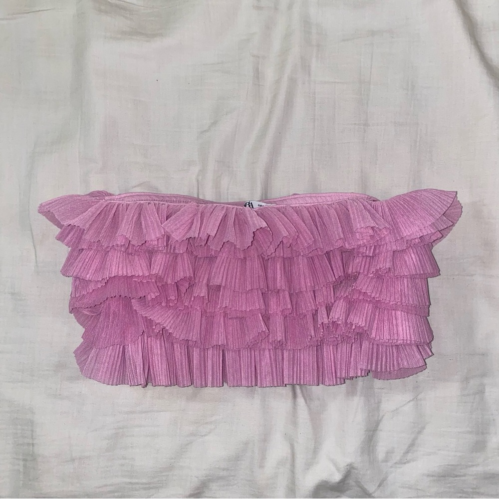 Zara Pink Layered Ruffle Tube Top Blouse